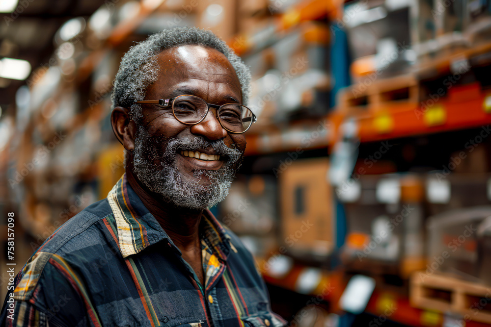 Joyful African Man Selecting Tools in Hardware Warehouse Joyful African Man Selecting Tools in Hardware Warehouse