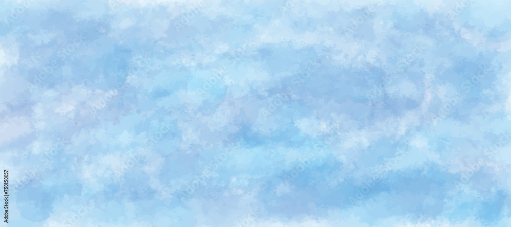 Sky fantasy pastel Blue watercolor hand-painted for background