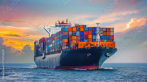 Logistics import export goods of freight global transportation photo