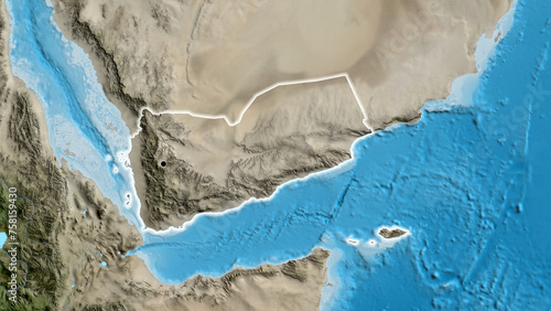 Shape of Yemen. Glowed. Satellite.