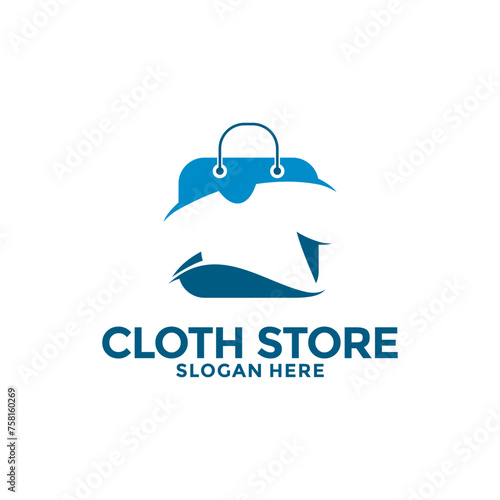 Cloth combination with shopping bag , clothing store logo design inspiration. Cloth Shop logo vector template