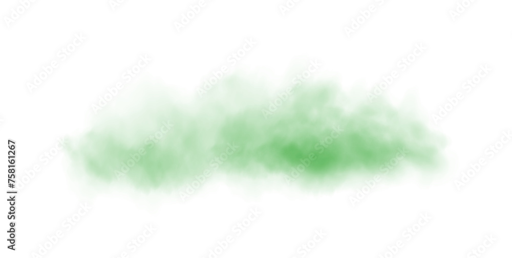 Green smog clouds on floor. Fog or smoke. Isolated transparent special effect. Morning fog over land or water surface. Magic haze. PNG.
