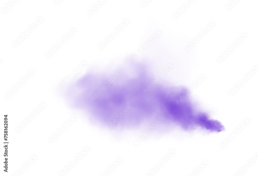 Purple smog clouds on floor. Fog or smoke. Isolated transparent special effect. Morning fog over land or water surface. Magic haze. PNG.


