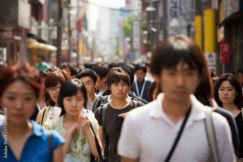 Crowd of business commuter people walking street in Japan