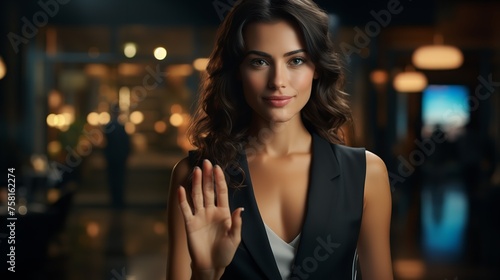 Businesswoman with an Open Hand Ready for Handshake