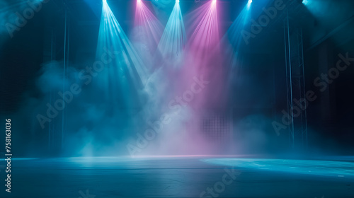Stage light background with a spotlight illuminated stage with cool and calm colors backdrop decoration