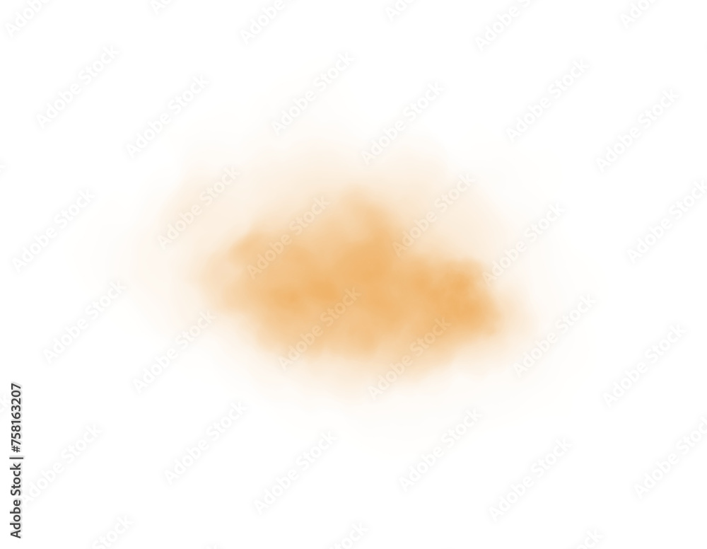 Yellow smog clouds on floor. Fog or smoke. Isolated transparent special effect. Morning fog over land or water surface. Magic haze. PNG.
