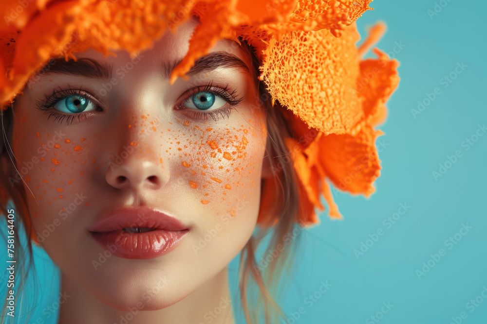 Orange Peel Skin Texture, Front view, Photorealistic portrayal of unique skin texture - obrazy, fototapety, plakaty 