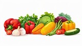 Vibrant Fresh Vegetable Medley on Clean White Background. Healthy Eating Concept with Colorful Assortment of Organic Produce. Vegan and Vegetarian Nutrition Illustration, Farmers Market Abundance