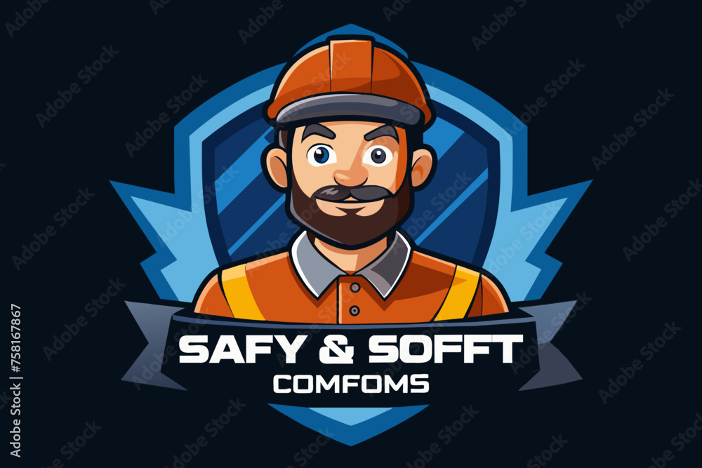 Safety and comfort systems, electrician man, front view, application, clean ui icon app logo 3d logo esports