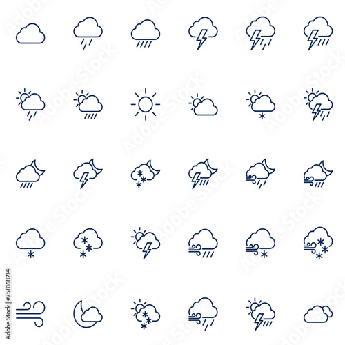 set of weather symbol icons. vector illustration of weather icons