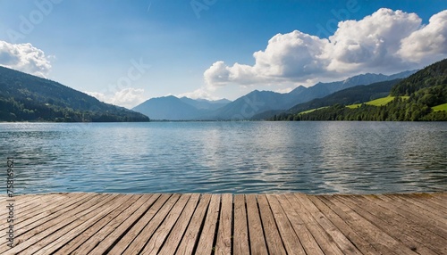 wooden planks background with lake germany © joesph