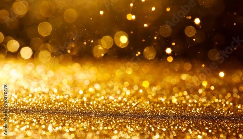 abstract background with gold particles christmas golden light shine particles bokeh on a gold background gold foil texture holiday concept