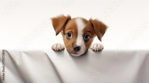 Curious Puppy Peering Over the Edge of Blank   © Devian Art