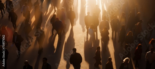 Silhouette and shadow of crowd of business people walking