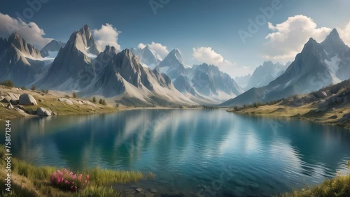 Wallpaper Mural Beautiful landscape with mountains and lake Torontodigital.ca