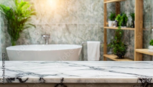 marble counter table top in bath room background