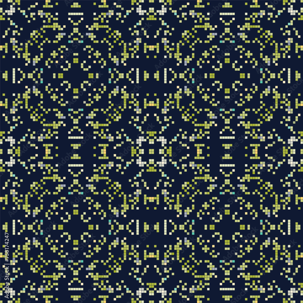 Decorative background made from small squares. Rich ornament for fabric design, handmade, interior decoration, textiles. Decorative background made from small squares. Rich ornament for fabric design, handmade, interior decoration, textiles.