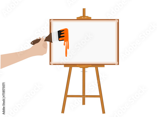 Wooden plank easel on a white background.