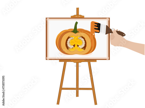 Wooden plank easel on a white background.
