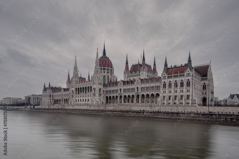 Hungarian National Parliament in Budapest from the Danube River