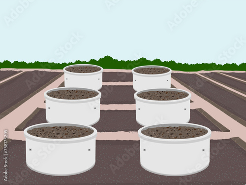 Cement pipe on white background.