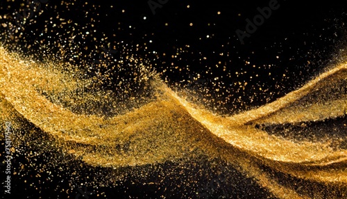 abstract gold dust background over black