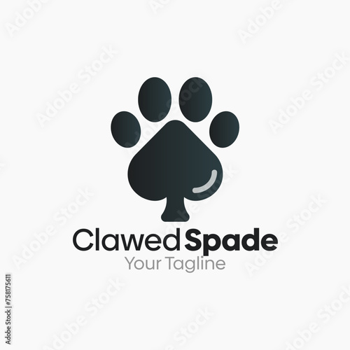 Illustration Vector Graphic Logo of Clawed Spade. Merging Concepts of a spade and Paw Shape. Good for  Small Business, agency and etc