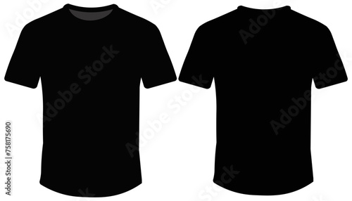 Front and back t-shirt for print demonstration. Minimalist t-shirt print in black