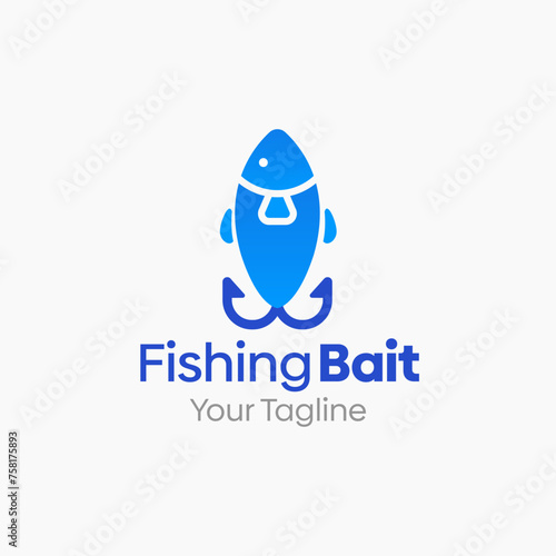 Illustration Vector Graphic Logo of Fishing Bait. Merging Concepts of a Bait and Fish Shape. Good for Aquarium, hobby Store, agency, Startup and etc