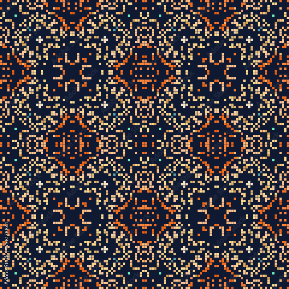 Decorative background made from small squares. Rich ornament for fabric design, handmade, interior decoration, textiles. Decorative background made from small squares. Rich ornament for fabric design, handmade, interior decoration, textiles.