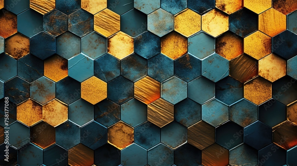 Geometric background with honeycomb patterns - obrazy, fototapety, plakaty 