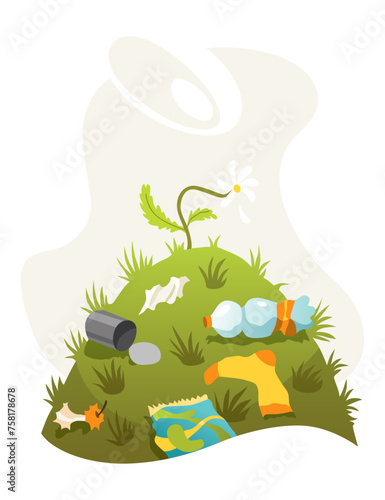Planet pollution or contamination of earth. Ecology problems. Awareness campaign about isolated planet suffering. Cartoon flat vector illustration