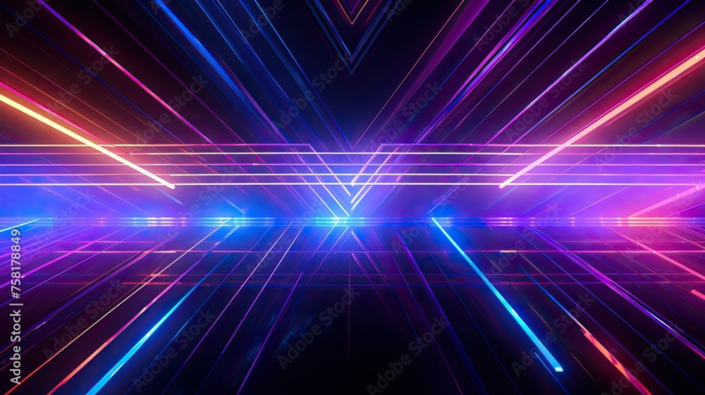Neon lines and angles creating a kinetic effect Neon lines and angles creating a kinetic effect