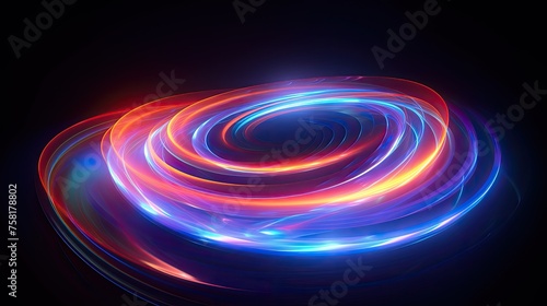 Neon circles and lines forming a glowing spiral effect