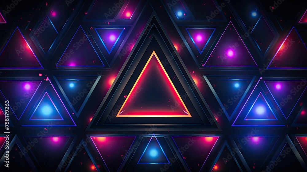 Neon triangles and circles in a cybernetic design style Neon triangles and circles in a cybernetic design style