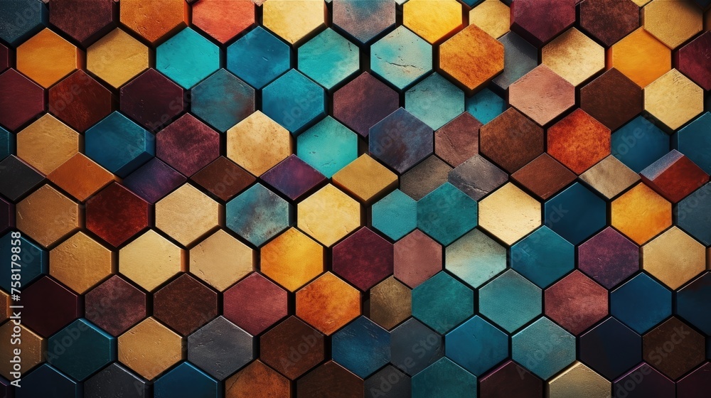 Geometric background with hexagon shaped elements Geometric background with hexagon shaped elements