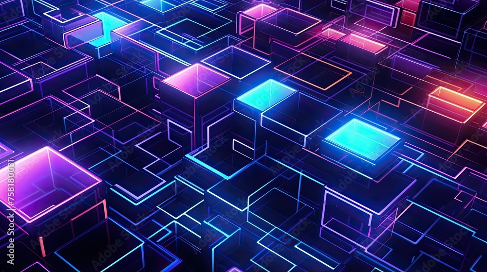 Geometric background with neon cascades and abstract fractals Geometric background with neon cascades and abstract fractals