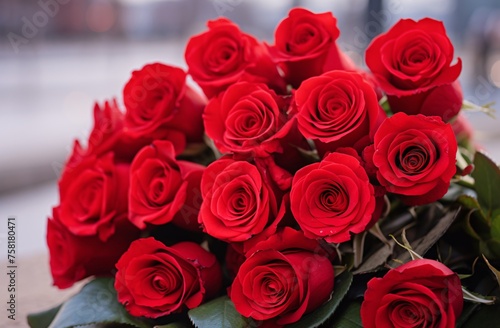 A bouquet of red roses