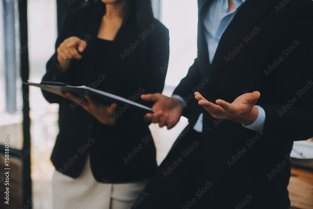 Creative team discussing about work at office, Small bussiness teamwork planing business strategy, office life Creative team discussing about work at office, Small bussiness teamwork planing business strategy, office life