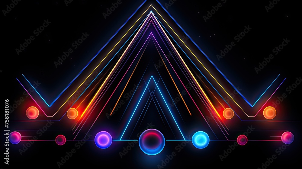 Obraz premium Geometric shapes with neon perspectives and contours