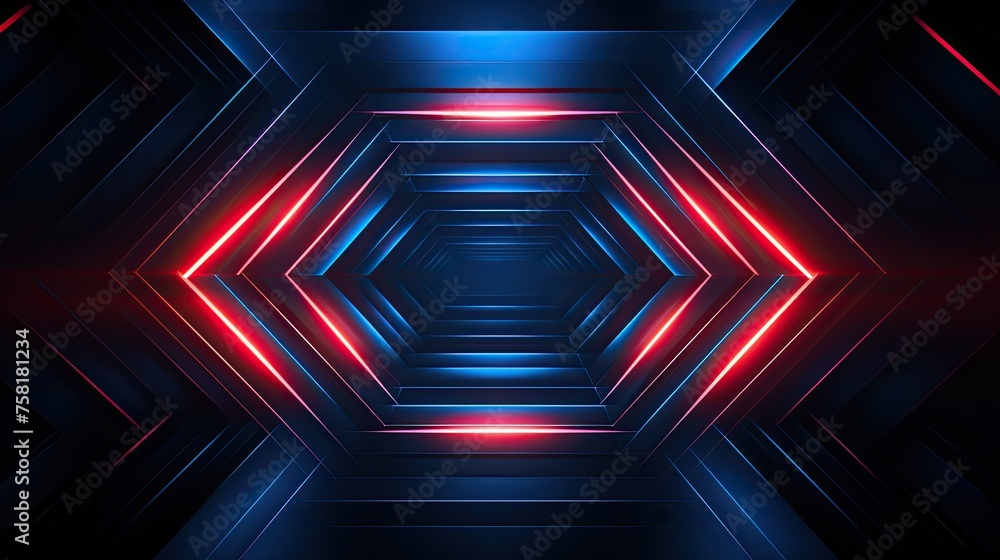 Neon lines and angles creating a kinetic effect - obrazy, fototapety, plakaty 