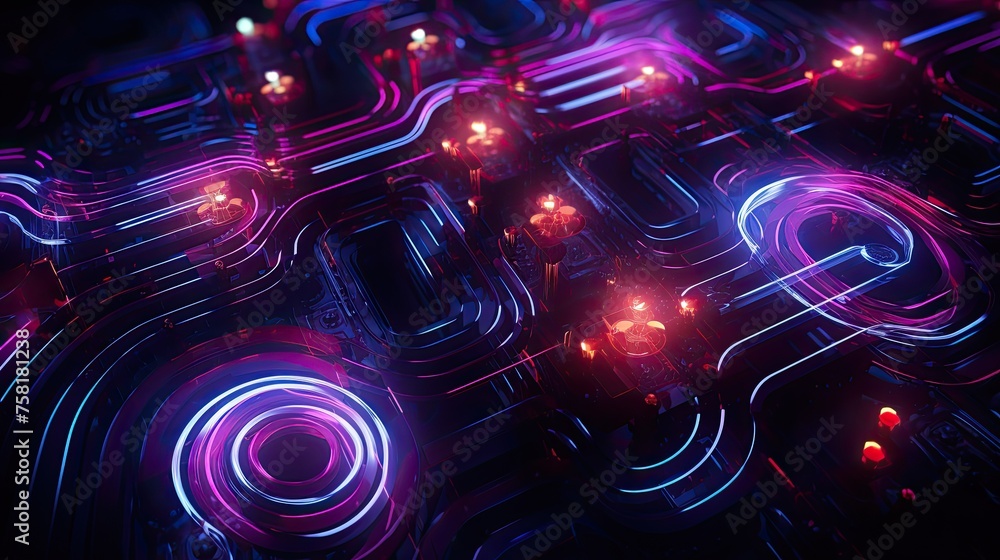 Neon curves and spirals in the style of electronic music Neon curves and spirals in the style of electronic music