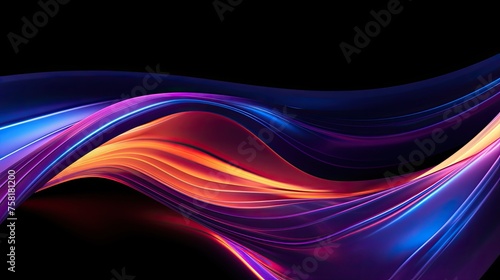 Neon curves creating an optical effect of movement
