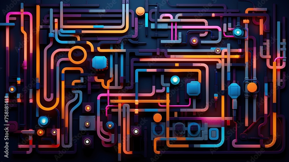 Neon shapes forming abstract compositions Neon shapes forming abstract compositions