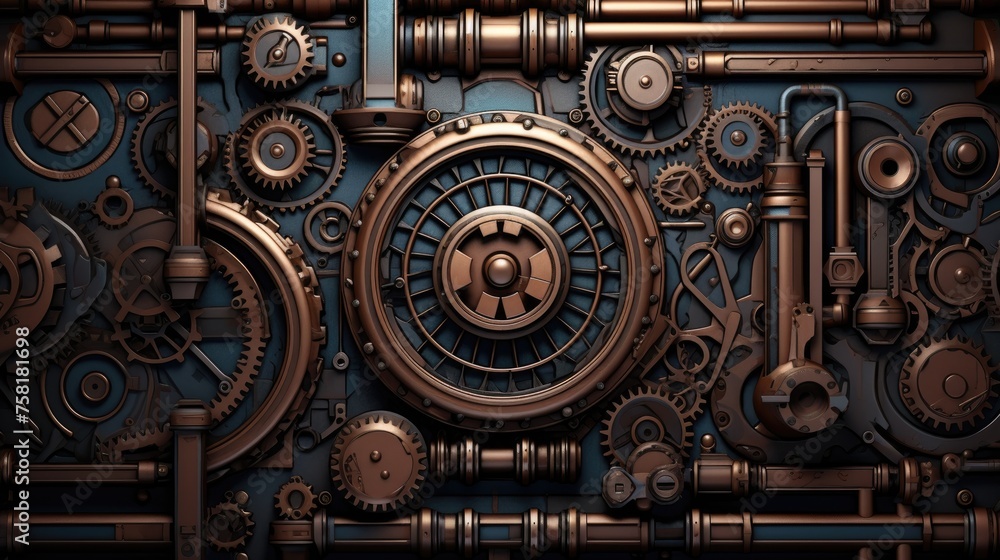 Geometric background in steampunk style with the use of mechanical parts and gears Geometric background in steampunk style with the use of mechanical parts and gears