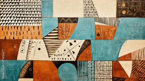 Geometric Art Brut style background with rough shapes and textures photo