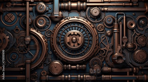 Geometric background in steampunk style with the use of mechanical parts and gears © Gefo