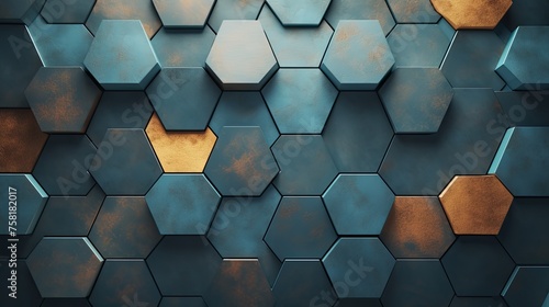 Geometric background with hexagon shaped elements