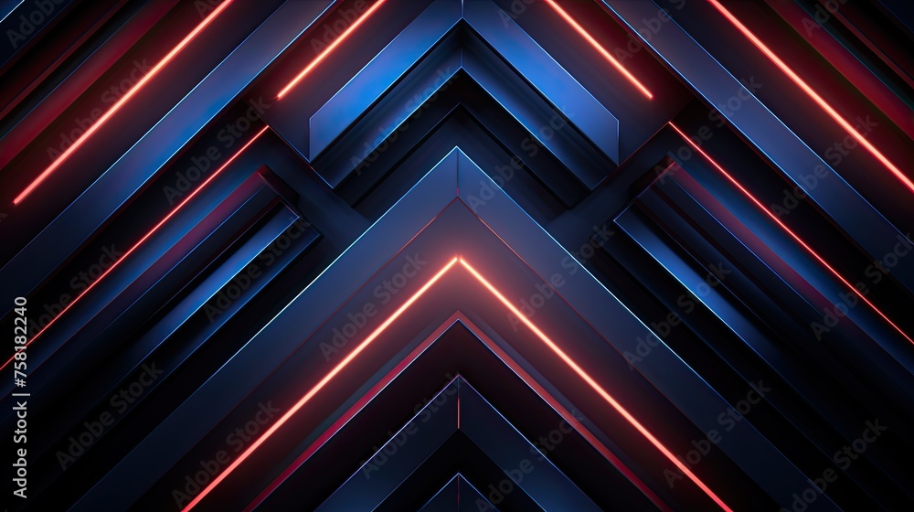 Geometric background with neon lines and zigzags of light Geometric background with neon lines and zigzags of light